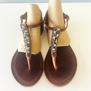 Anthropologie Jasper & Jeera Sandals Embellished Brown Sandals EU 39
